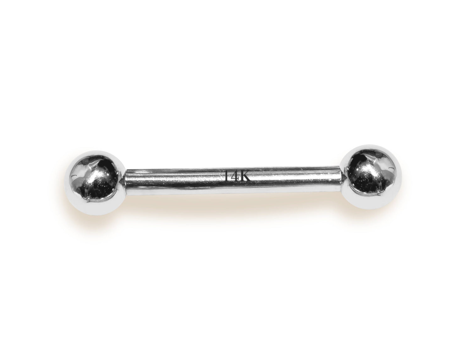 14K White Gold Nipple Piercing Barbell, 14G Tongue Bar, Barbell Earrings Body Jewellery Straight Barbell - Solid Gold - Hand Made