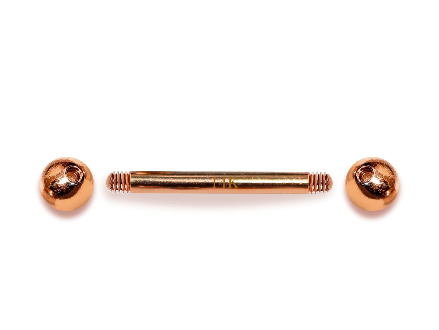 14K Rose Gold Nipple Jewelry, 14G Nipple Bar, Tongue Barbell Body Jewellery Straight Barbell