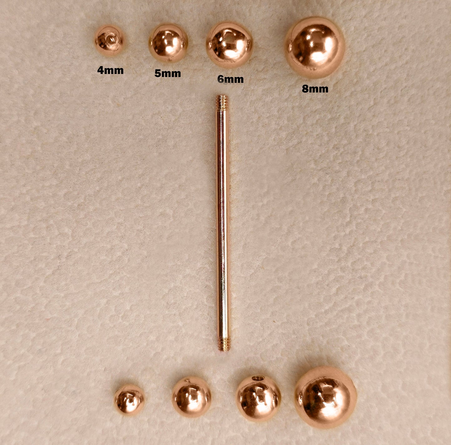14K Rose Gold Nipple Jewelry, 14G Nipple Bar, Tongue Barbell Body Jewellery Straight Barbell