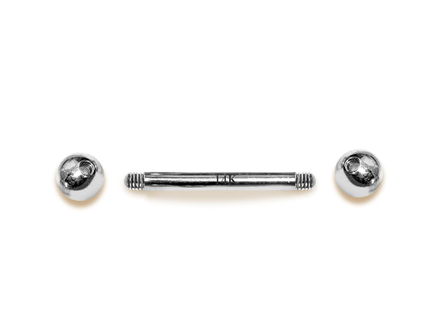 14K White Gold Nipple Piercing Barbell, 14G Tongue Bar, Barbell Earrings Body Jewellery Straight Barbell - Solid Gold - Hand Made