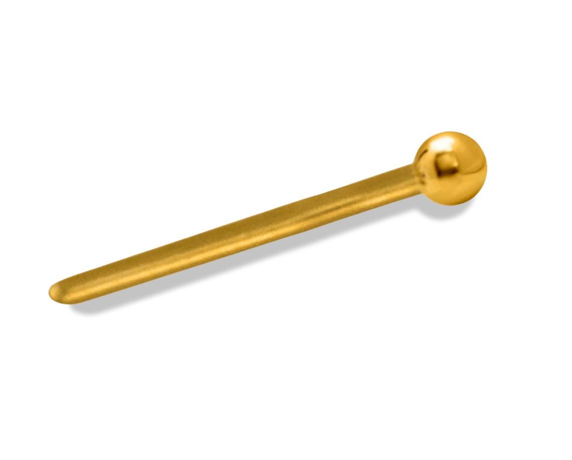 18K Gold Plain Ball Nose Pin, 23G 10mm length Nostril Piercing- Handcrafted 18K Gold Body Jewelry