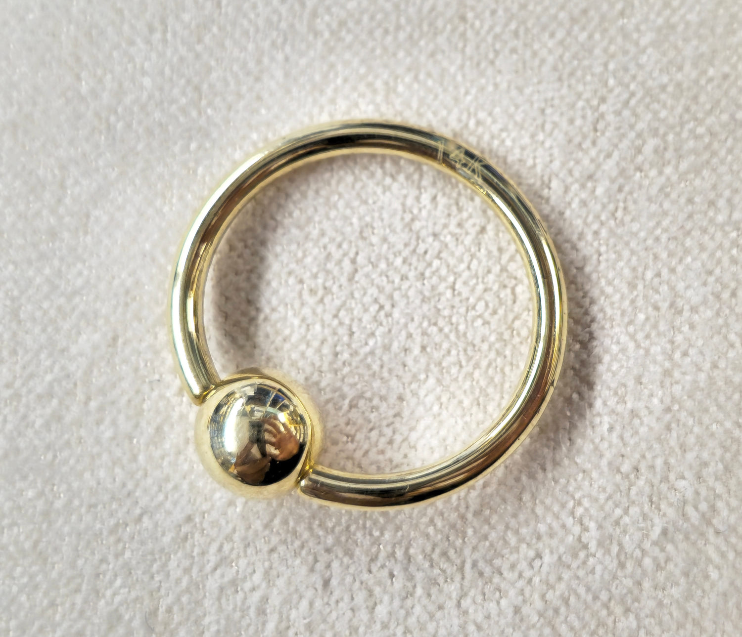 BCR 14K Gold Captive Bead Hoop, Ball Closure Ring BCR, Lip, Cartilage Helix, Daith, Conch Body Piercing - Size 18g 16g 14g