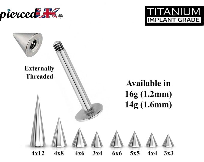 Titanium Spike Labret, Labret Lip Piercing – Labret Cone / Spike Piercing available 14g to 16g Labret Stud for Lip and Chin.