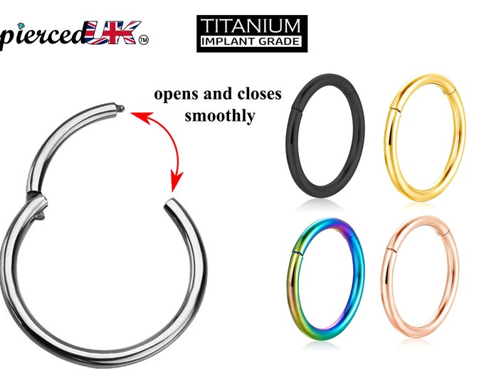 Titanium Segment Ring, Septum Ring, Nose Ring clicker - 20G 18G 16G 14G - Diameter 6mm to 12mm - Silver, Gold, Rose Gold, Black, Rainbow