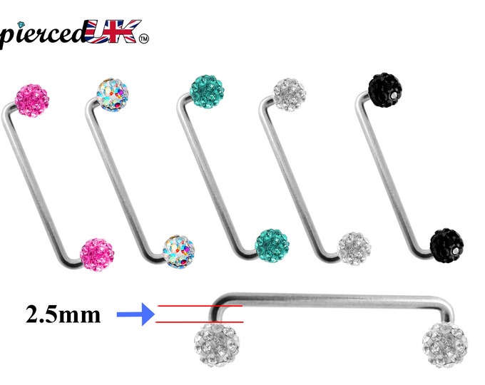 Dermal Piercing, Staple Barbell - Surface Barbell with Disco Ball Top Gem Multi Crystal