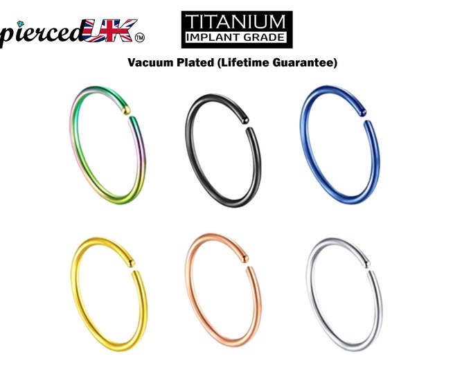 Titanium Nose Ring, Hoop Earrings - Nose Piercing 20g, 18g - Small Thin Hoop Piercing for Nose and Ear, Helix, Cartilage, Tragus.